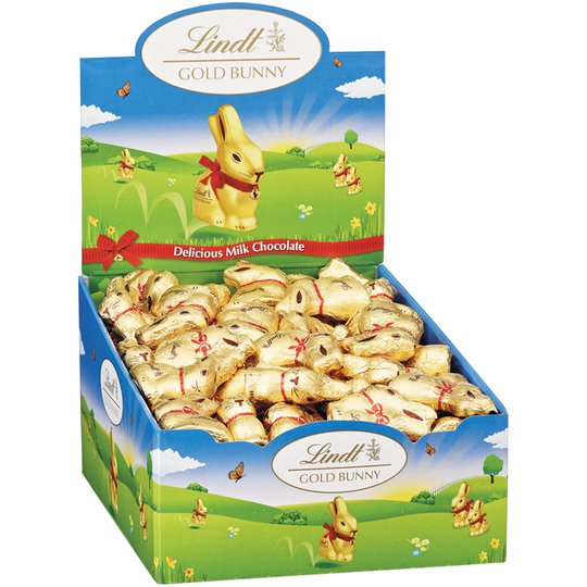 Laatikollinen Maitosuklaapupuja "Gold Bunny" 100 x 10g - 70% alennus