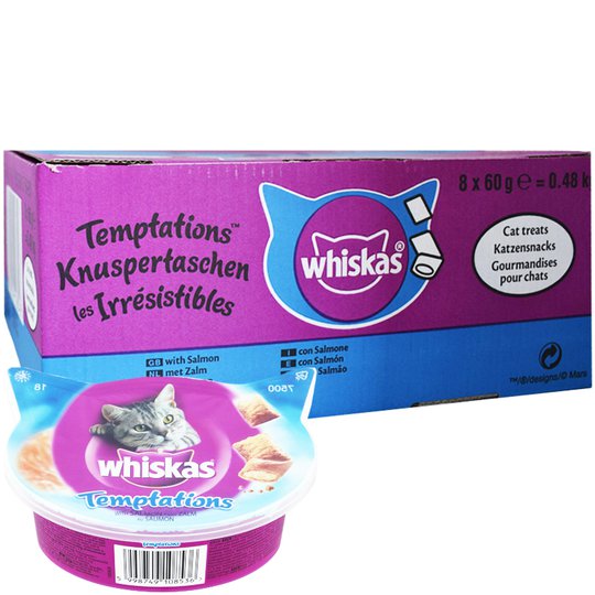 Laatikollinen Kissanherkkua "Temptation Salmon" 8 x 60g - 36% alennus