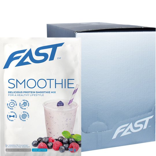 Laatikollinen Proteiinijauhepussia "Smoothie Blueberry & Raspberry" 20 x 30g - 75% alennus