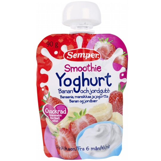 Lastenruoka Smoothie "Banaani, Mansikka & Jogurtti" 90g - 6% alennus