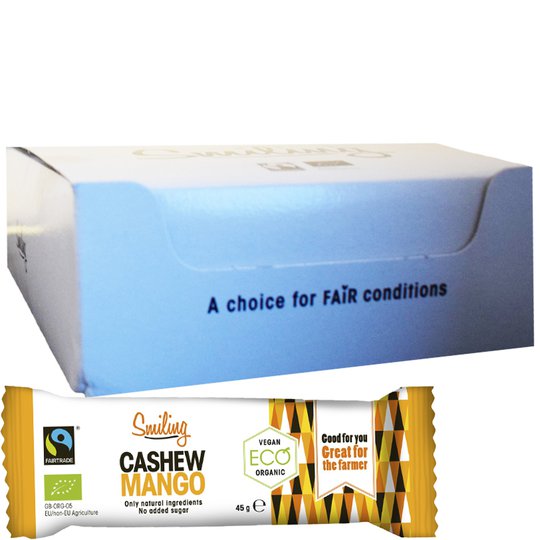 Laatikollinen Luomu Patukoita "Cashew & Mango" 20 x 45g - 34% alennus
