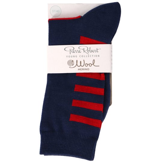 Merinovillasukat Navy Red koko 37-40 - 79% alennus