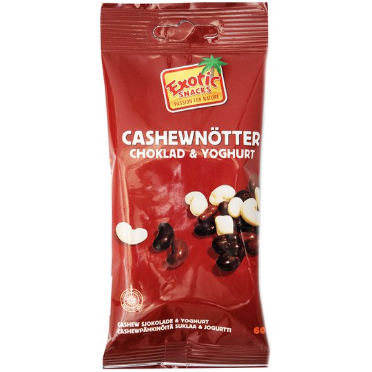 Snack mix Cashew-pähkinät, Suklaa & Jugurtti 60 g - 75% alennus