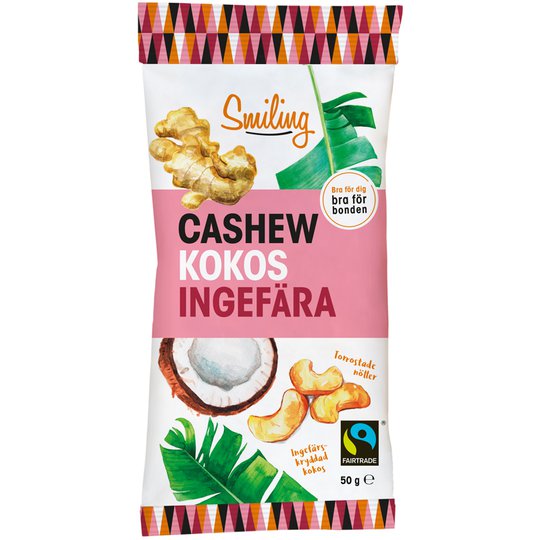 Cashewpähkinät Kookos & Inkivääri - 28% alennus
