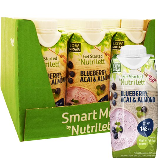 Laatikollinen Ateriankorvikkeita "Blueberrry, Acai & Almond" 12 x 330ml - 31% alennus