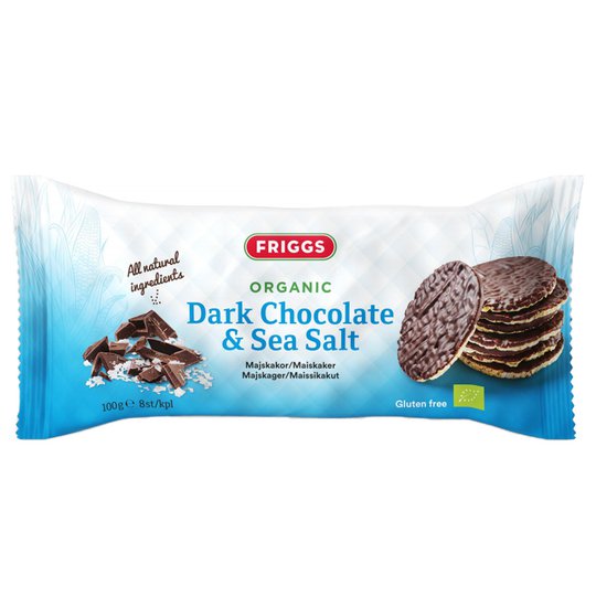 Luomumaissikakut "Dark Chocolate & Sea Salt" 100g - 30% alennus