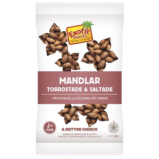 Suolaiset, paahdetut mantelit 110g - 50% alennus