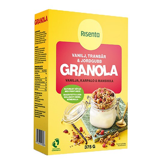 Granola Vanilja Karpalo & Mansikka, 375g - 38% alennus