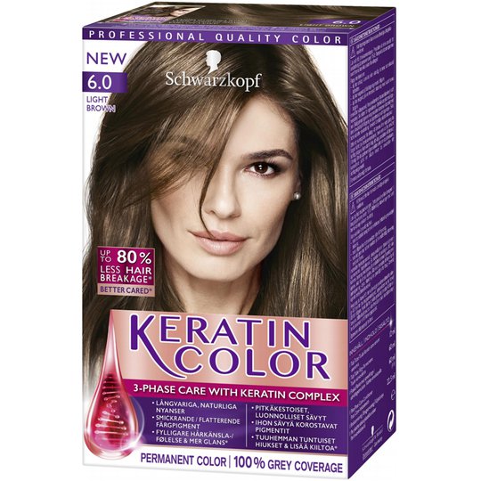 Hiusväri "Keratin Color 6.0 Light Brown" - 37% alennus